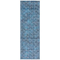SAFAVIEH Tucson Nicola Oriental Machine Washable Runner Rug, Blue/Grey, 2'6" x 10'