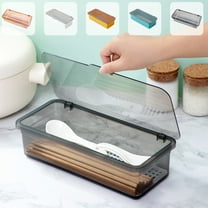 Usloyux Under $5 Flatware Tray with Lid and Drainer Silverware Tray Kitchen Dinnerware Holder Box Utensil Storage Container Drawer Organizer for Home and Travel