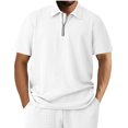 thumbnail image 2 of pstuiky Camisas casuales de manga corta para hombre, Camiseta informal de verano para hombre, de color liso, con mangas cortas, cremallera y solapa ropa de hombre xxxl, 2 of 7