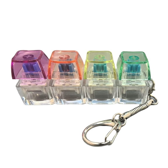 Keyboard Fidget Toy Keychain Realistic Clicky Keys Colorful Lights Stress Relief Gift For Office School