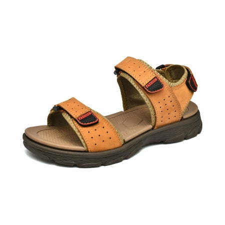 Lightweight Men s Sandals Leisure Shoes Leather Men Casual Beach Sandals Retro Flats (Color : D  Size : 38)