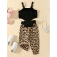 thumbnail image 2 of Qmyliery 3 Pieces Girls Pants Set, Fuzzy Tank Tops + Cow Print/Leopard Print Long Pants + Waist Bag Set for Kids, 18 Months to 6 Years, 2 of 9