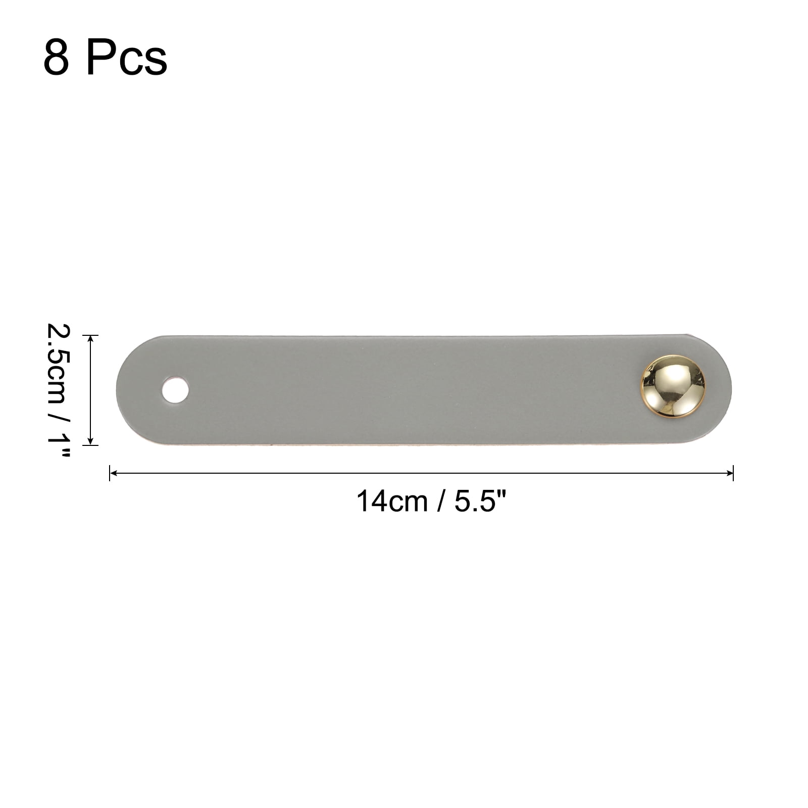 Unique Bargains Leather Pulls Single Hole Leather Knobs for Dressers Grey/Gold