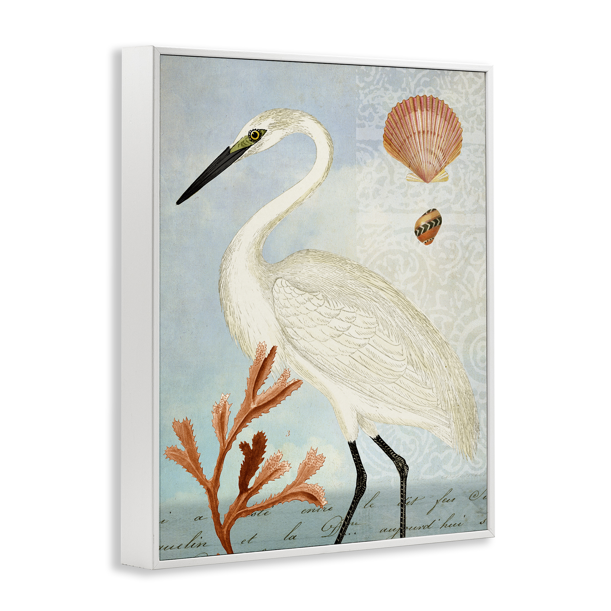 Stupell Industries Traditional Egret Aquatic Motif Animals & Insects Painting White Framed Art Print Wall Art, 24 x 30