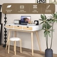 thumbnail image 6 of Topbuy Computer Desk with Storage 40” Wood Modern Writing Desk with 3 Drawers Rubber Wood Legs Computer Desk Study Desk, 6 of 9