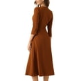 thumbnail image 3 of Vestido de trabajo para mujer INSPIRE CHIC, corte A, mangas 3/4, vestido midi elegante, caramelo M, 3 of 6