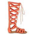 thumbnail image 2 of Soda DB90 Women Nubuck Open Toe Criss Cross Knee High Gladiator Sandal, 2 of 5