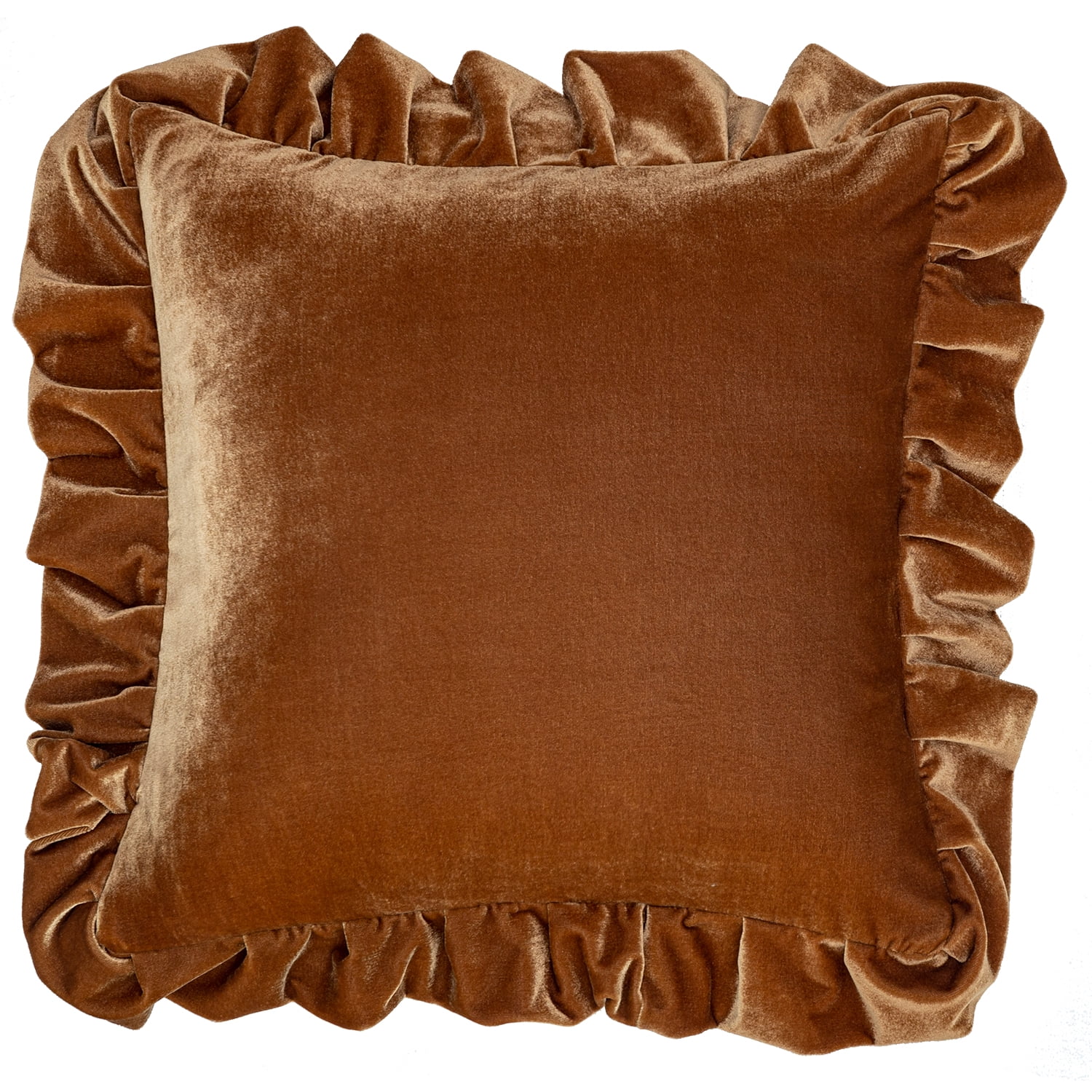 GLORY SEASON Velvet Throw Pillow Cover Soft Decorative Solid Square Cushion Case for Sofa Couch,Pack of 2 18x18 In Golden Camel