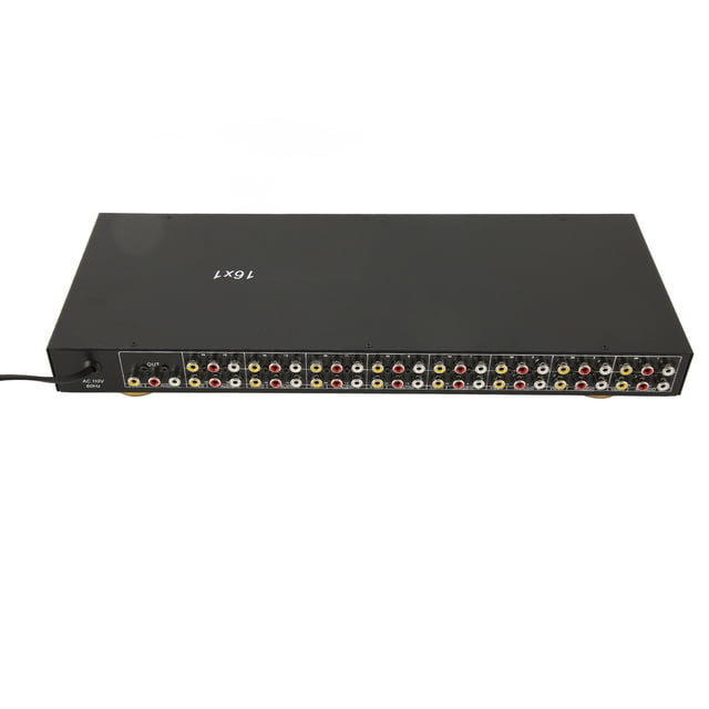 16 Way Sound Video Switcher, Stable 16 in 1 Out Switcher, Stereo Sound Selector Switch with Remote Control, for Home Theater