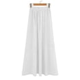thumbnail image 4 of Arlun Casual Long Pleated Skirt for Women Elegant Eyelet Solid Color Flowy Summer Maxi Skirts Elastic High Waist Simple Stylish Beach Vacation Skirt Comfort for Everyday Wear White XL, 4 of 6