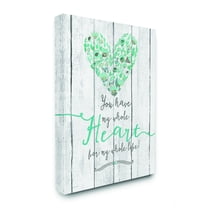 Stupell Home Décor My Whole Heart Blue Green Wood Textured Word Design Canvas Wall Art by Jo Moulton