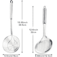 thumbnail image 2 of Multi Kitchen Utensil Stainless Steel Cooking Skimmer Slotted Fish Turner Spatula Spoon Colander Drain Water Filter Spoon Ladle Spider Strainer Skimmer Ladle for Cooking &Frying (2pcs), 2 of 7