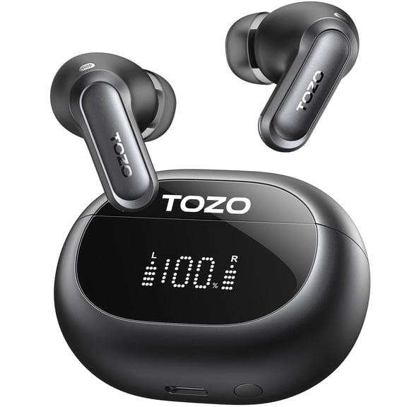 TOZO NC20 Noise Cancelling Earbuds with AI Assistant, Bluetooth Headphones with 6 Mics Clear Calls, 80H, LDAC Hi-Res Audio, In-Ear Detection, Dual Pairing, App-32EQ, Waterproof Wireless Charging