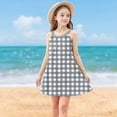 thumbnail image 2 of Milgrthf Robe Mini Sans Manches à Carreaux pour Fille Bretelles Spaghetti Ligne A Cami Courte Été Plage Robe Grise 9 Ans, 2 of 9