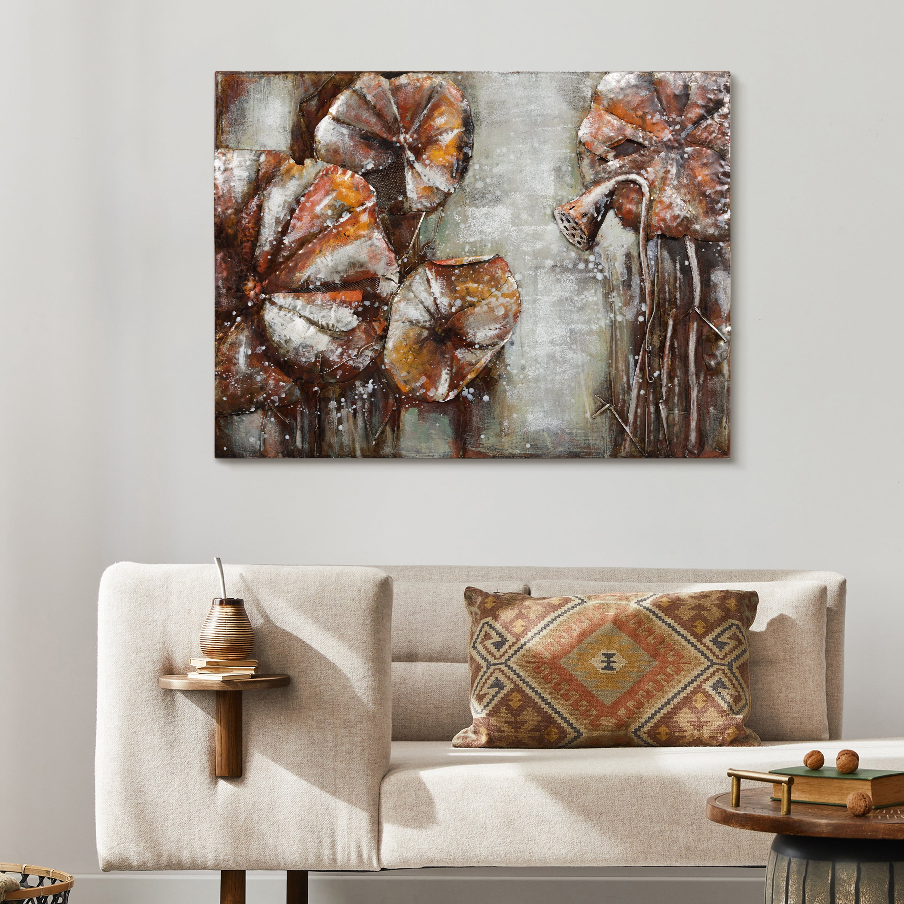 Empire Art Direct Water Lilly Pads 1 & 2 Hand Painted 3D Metal Wall Art, 48" x 36" each, Ready to Hang