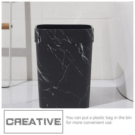 Baluue Marbling Waste Bin Black Compact Garbage Can for Home Storage Use