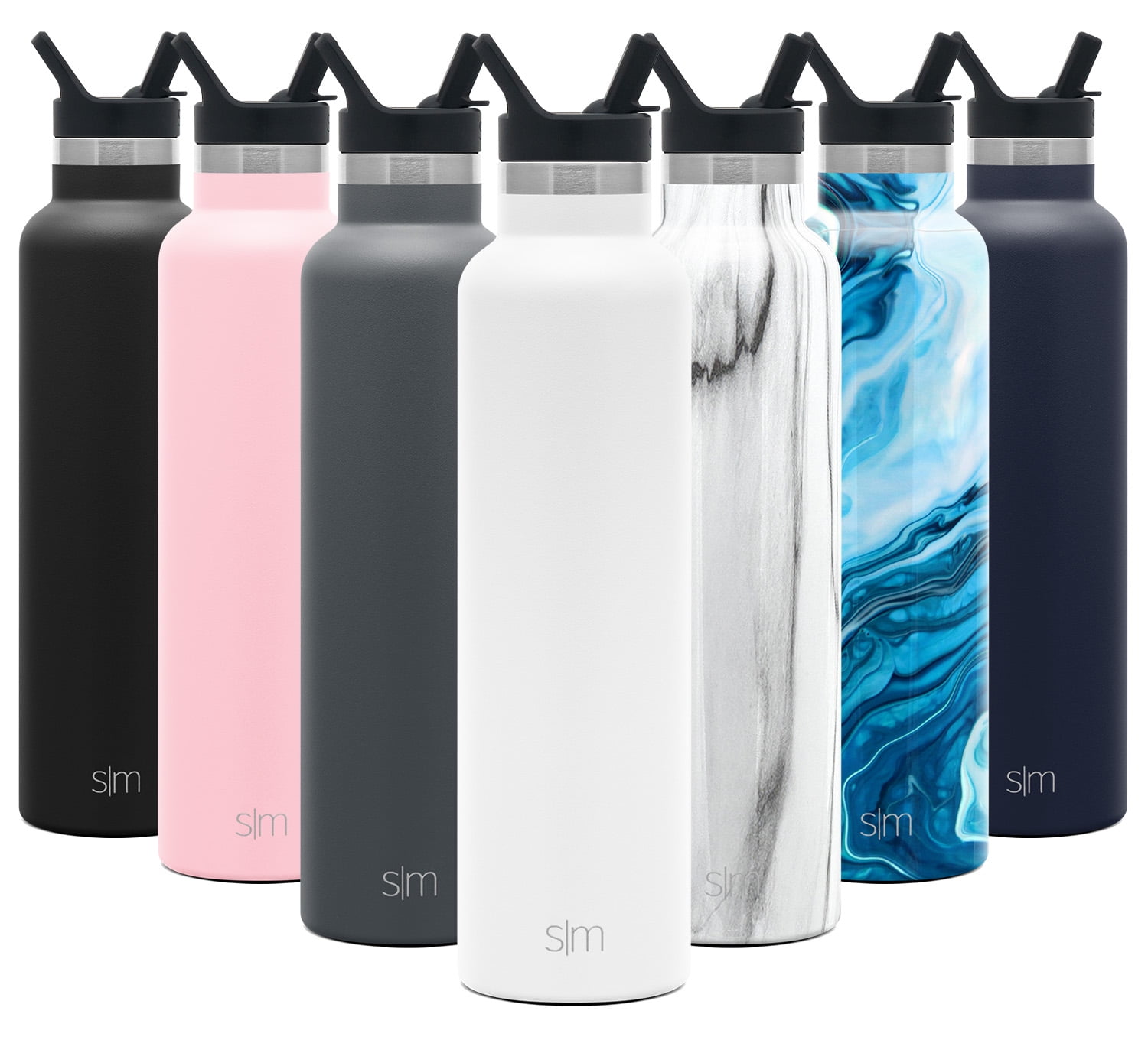 Simple Modern 24oz Ascent Water Bottle With Straw Lid - Stainless Steel Hydro Tumbler Flask - Double Wall Vacuum Insulated Small Reusable Metal Leakproof -Winter White