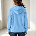 thumbnail image 5 of IUYRTFE Women's Velour Hoodie Drawstring Kangaroo Pocket Long Sleeve Solid Color Casual Pullover Top, 5 of 5
