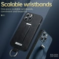 thumbnail image 6 of Decase Compatible with iPhone 12 Pro Max 6.7 Inch Wristband Stand Cover Case, Metal Ring Retractable Wristband Adjustable Stand High-end Leather Phone Case for iPhone 12 Pro Max, Darkblue, 6 of 6