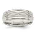 thumbnail image 1 of 925 Sterling Silver 7mm Brushed Fancy Size 8 Band Ring, 1 of 4