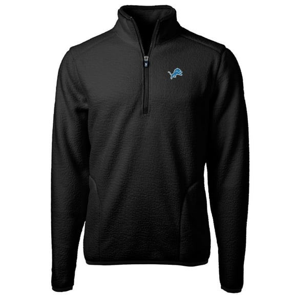 Men's Cutter & Buck Black Detroit Lions Big & Tall Cascade Eco Sherpa Fleece Quarter-Zip Pullover Jacket