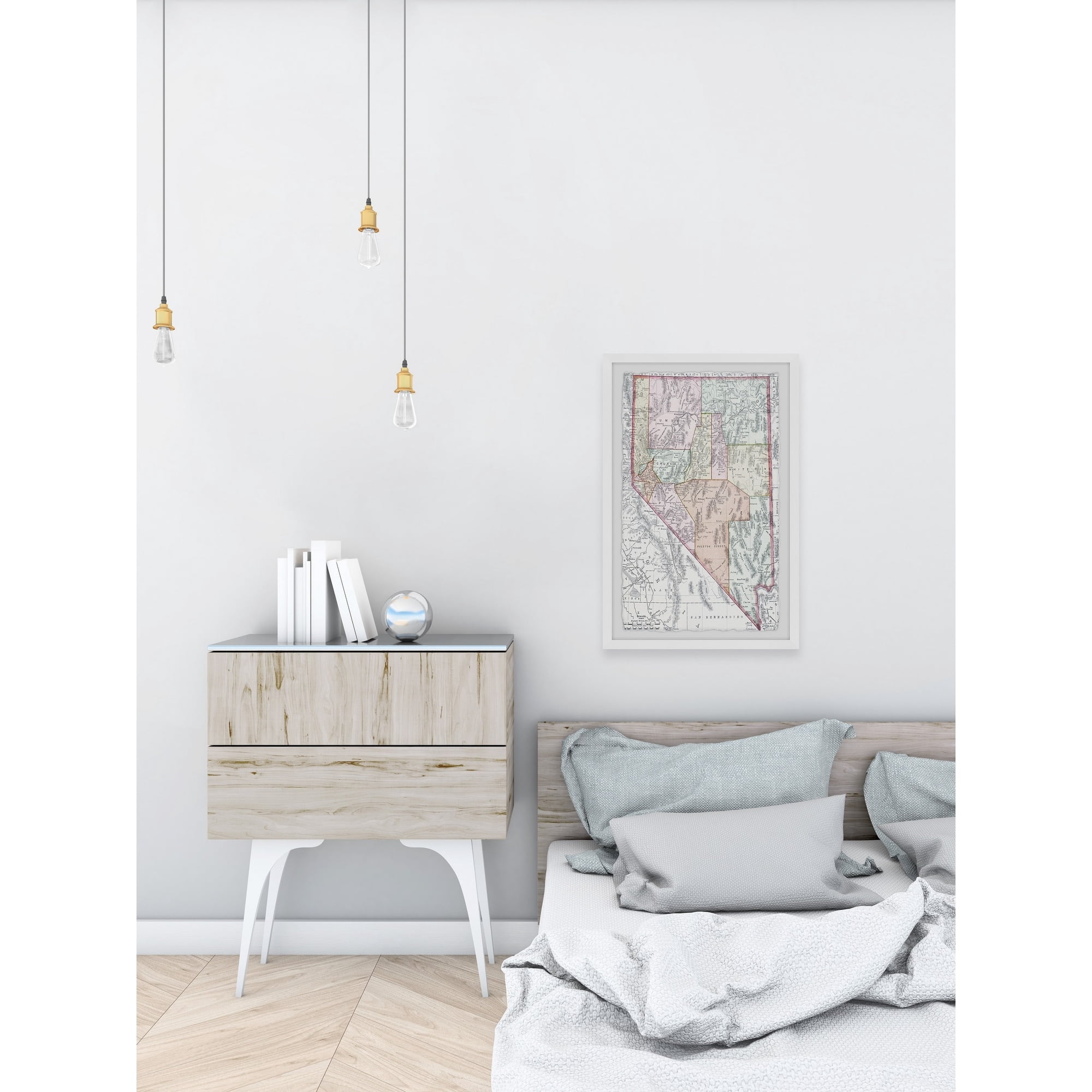 Marmont Hill Map of Nevada State Framed Wall Art, 24" x 36"