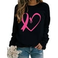 thumbnail image 2 of Homenesgenics Breast Cancer Ribbon Shirts Women's Casual Solid Color Breast Cancer Long Sleeve Round Neck Sweatshirts Black L, 2 of 3