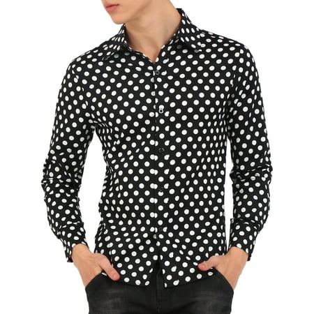 - Men Button Down Classic Fit Dress Shirt Polka Dots