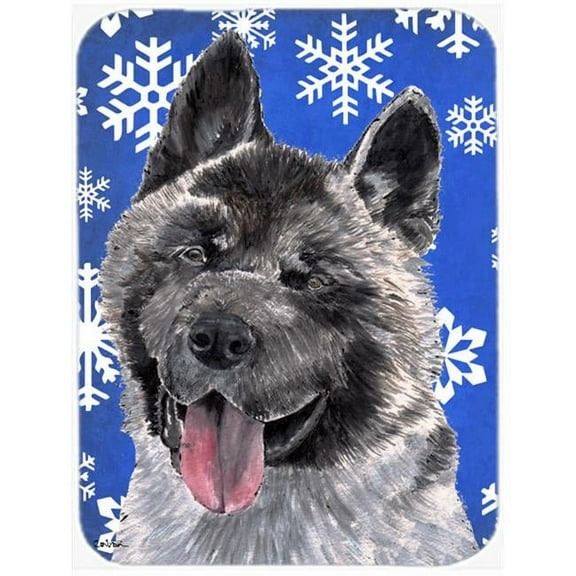 7.75 x 9.25 In. Akita Winter Snowflakes Holiday Mouse Pad, Hot Pad Or Trivet