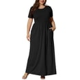 thumbnail image 3 of TARAINYA Women Plus Size Summer Short Sleeve Maxi Dress Casual Loose Long Dress with Pockets Round Neck Elastic Waist Solid Floral, 3 of 8