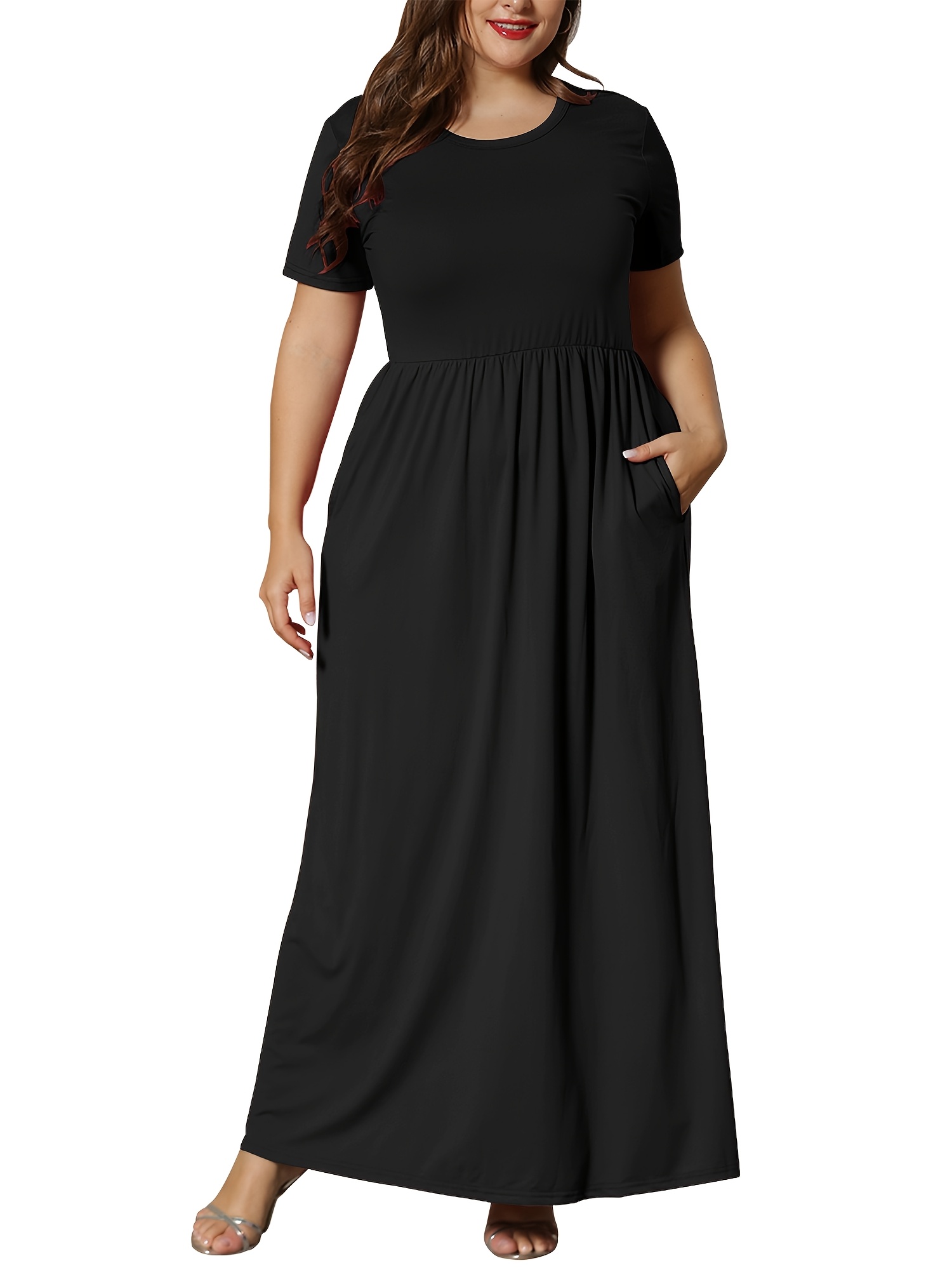 TARAINYA Women's Plus Size Short Sleeve Maxi Dress photo 2