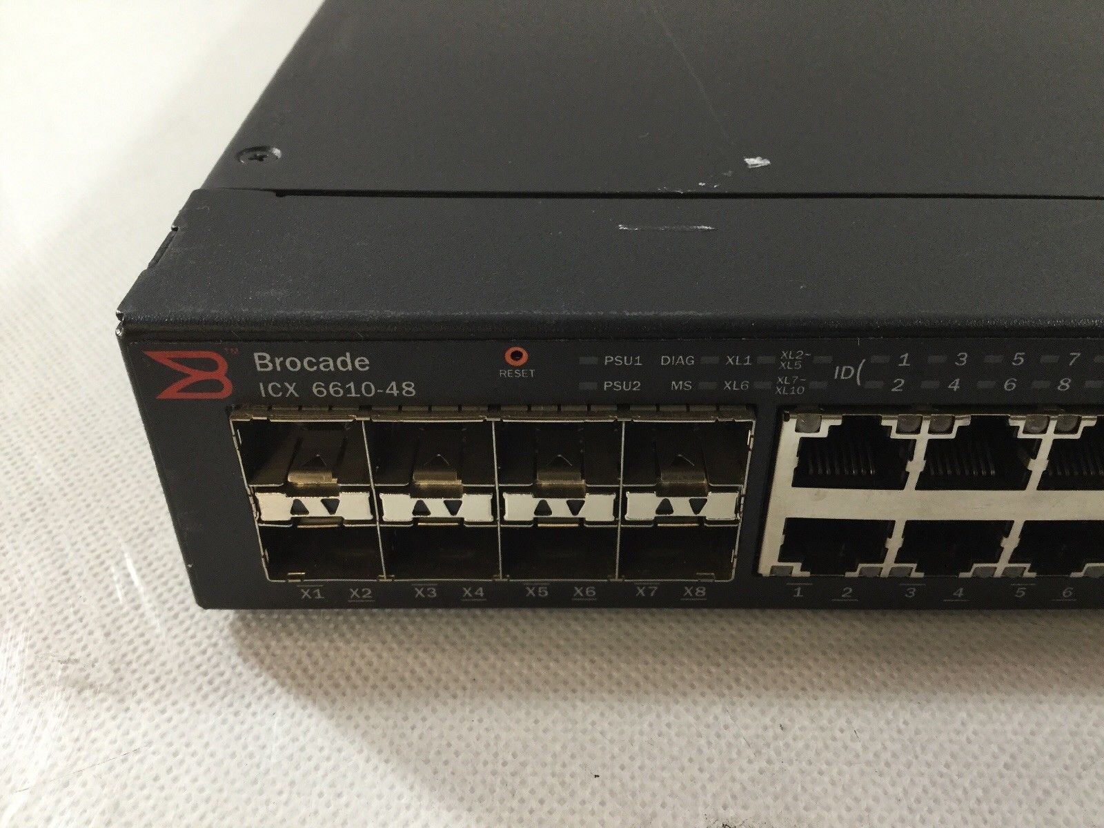 Brocade ICX6610-48P-E 48-port PoE+ Gigabit Ethernet Switch 8x SFP+ 10GbE with PSU (Used) - image 3 of 3