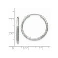 thumbnail image 2 of 14k White Gold Polished Hollow tube 2mm Sparkle Cut Endless Hoop Earrings Measures 21x21mm Wide 2mm Thick - Hoop Earring, 2 of 2