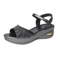 thumbnail image 5 of Rokment Sparkly Sequin Orthopedic Platform Sandals for Women Fashion Comfortable Leather Arch Support Wedge Chunky High Heel Dressy Summer Walking Shoes Silver Size 9, 5 of 6