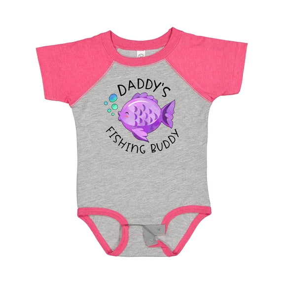 Inktastic Daddy's Fishing Buddy with Cute Purple Fish Boys or Girls Baby Bodysuit
