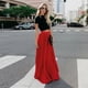 thumbnail image 4 of Faldas Para Mujer Moda Cintura Alta Pliegue Soild Vintage Loose Beach Wrap Maxi Falda Larga Odeerbi  ODB126938, 4 of 9