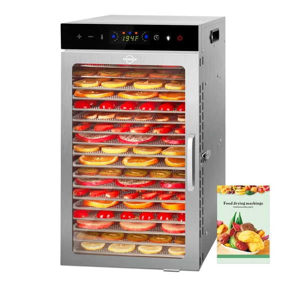 GOLUCKY Food Dehydrator Machine with 18 Stainless Steel Trays, Digital Timer & Adjustable Temp Control for for Herb, Dog Treats,Meats & Veggies, Overheat Protection, BPA-Free, Includes Recipe Book