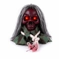 thumbnail image 2 of Animated Walking Skull Head with Light-Up Red Eyes Creepy Moving Halloween Prop with Long Grey Hair Horror Music Motorized Resin Decoration for Party Yard Indoor Outdoor Spooky Decor Gift, 2 of 7