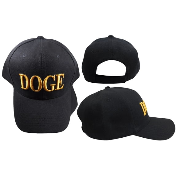 Doge Black & Gold Adjustable Embroidered Baseball Hat Cap