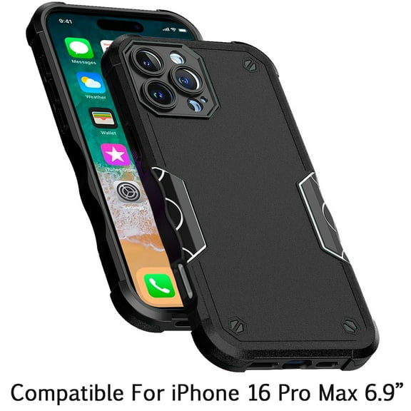 For Apple iPhone 16 Pro Max (6.9") Slim Tough Shockproof Hybrid Heavy Duty Dual Layer TPU Bumper Rugged Rubber Armor Cover ,Xpm Phone Case [ Black ]