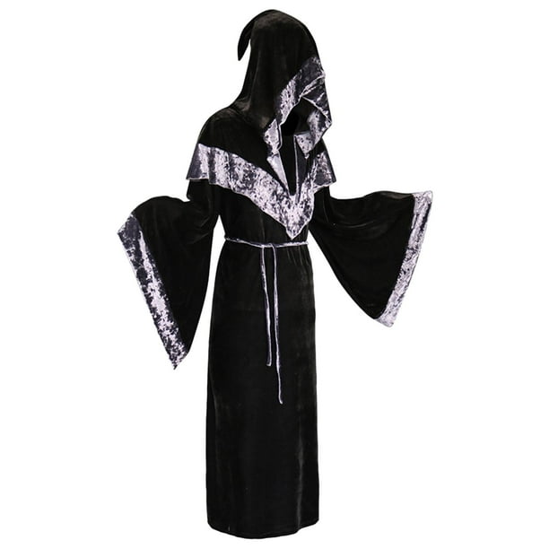 Capa de Halloween con capucha larga, disfraz medieval con capucha para mujeres y hombres, carnaval S