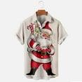 thumbnail image 5 of IROINNID Hawaiian T-Shirt for Men Button Up Christmas Short Sleeve Shirt Funny Xmas Tree Print Vacation Shirt,White, 5 of 6