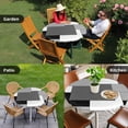thumbnail image 4 of Black Grey Round Tablecloth for 55-60 Inch Tables,Fitted Table Cover with Elastic Edge,Middle Century Irregular Geo Abstract Art Waterproof Outdoor Table Cloth Protector for Patio Garden Dinner, 4 of 9