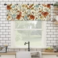 thumbnail image 4 of Flower Vintage Kitchen Curtain Valance 54W x 18L Inch Burnt Orange Blossom Botanical Plant Rod Pocket Short Cafe Small Window Treatment Drapes Decor, 4 of 6