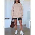 thumbnail image 6 of Womens Oversized Sweatshirts Crew Neck Long Sleeve Shirts Casual Loose Slit Fall Outfits Light Khaki L, 6 of 9