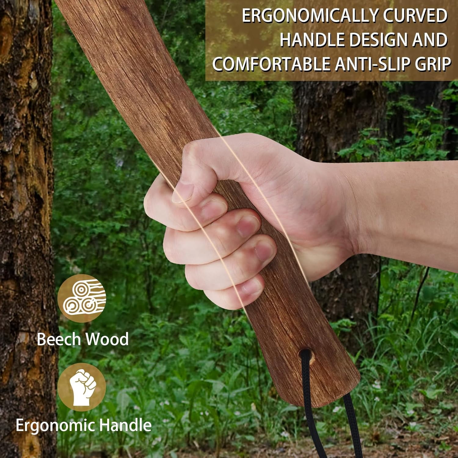 DWFKHT 14.4" Camping Hatchet with Sheath, Hand Forged 1065 Steel Axe for Wood Chopping & Bushcraft
