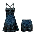 thumbnail image 5 of Yuyamidu Blue Boho Flower Blossom Golf Dress Built-in Shorts with Pockets, Breathable Backless Crossover Sport Dresses Soft Sleeveless Sport Dress for Women Size L, 5 of 7