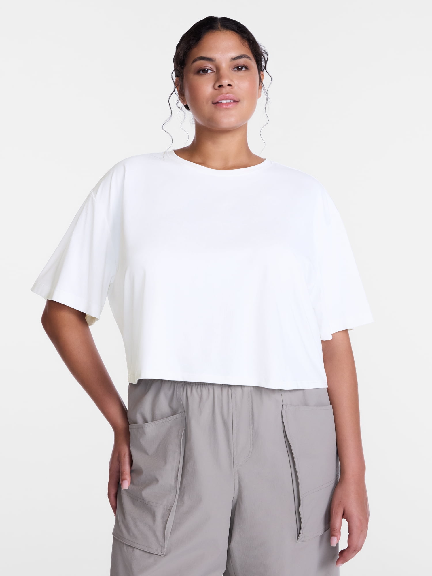 Avia Women's Cropped Boxy Tee with Short Sleeves, Sizes XS-XXXL