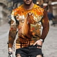 thumbnail image 2 of Camisas de Otoño Para Hombres Camiseta Diaria Cuello Redondo Camisetas de Manga Larga Estampado Gráfico En 3D Estampado de Caballos Blusa Informal Odeerbi ODB-4, 2 of 7