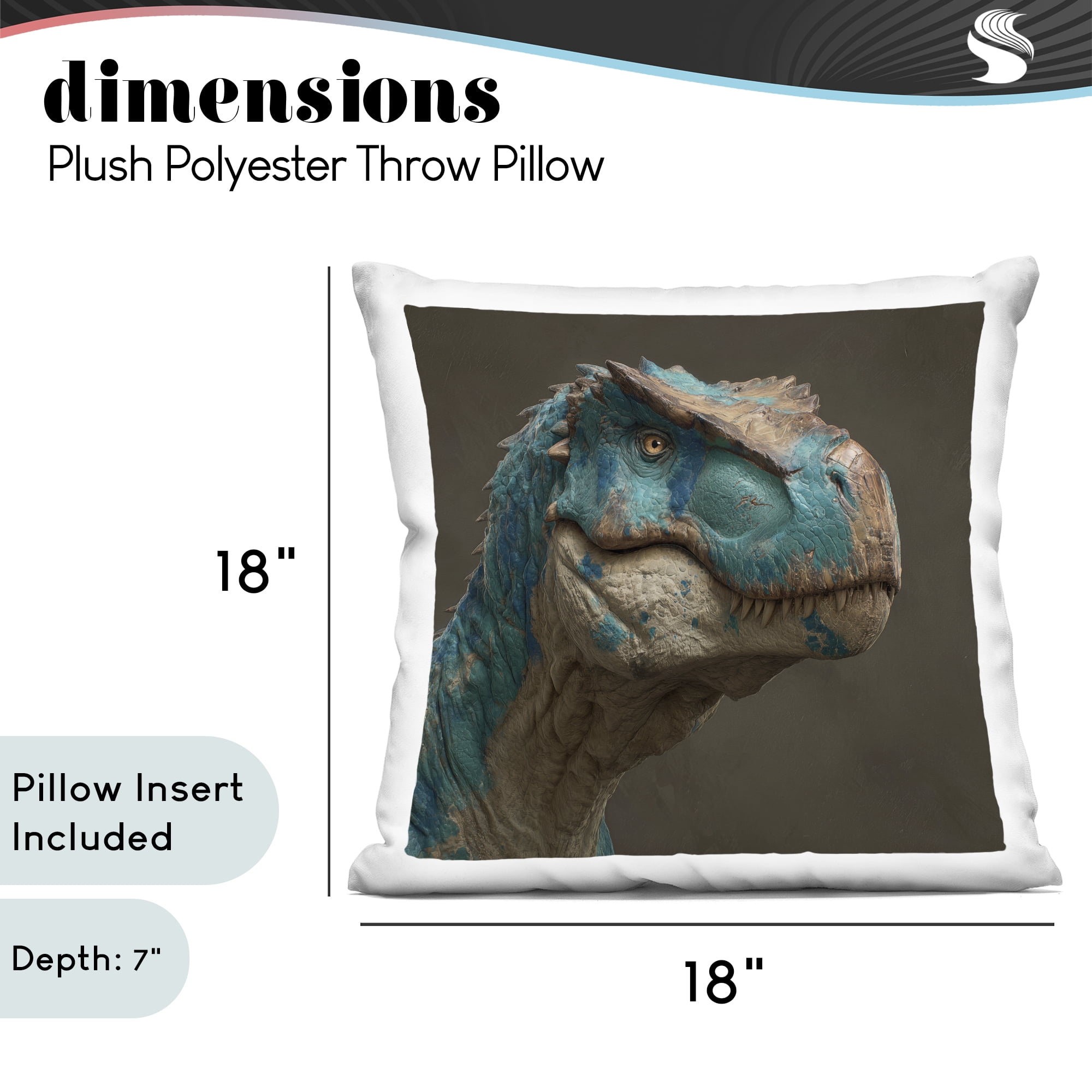 Stupell Industries Cerulean Scaled Dinosaur Detail Decorative Printed Throw Pillow, design by Wumples, 18 x 7 x 18